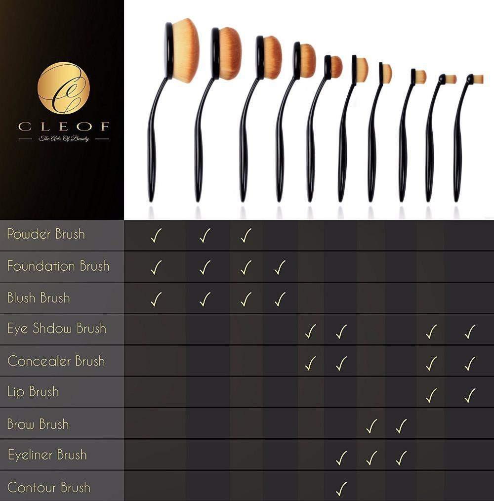 Oval Makeup Brushes - Black