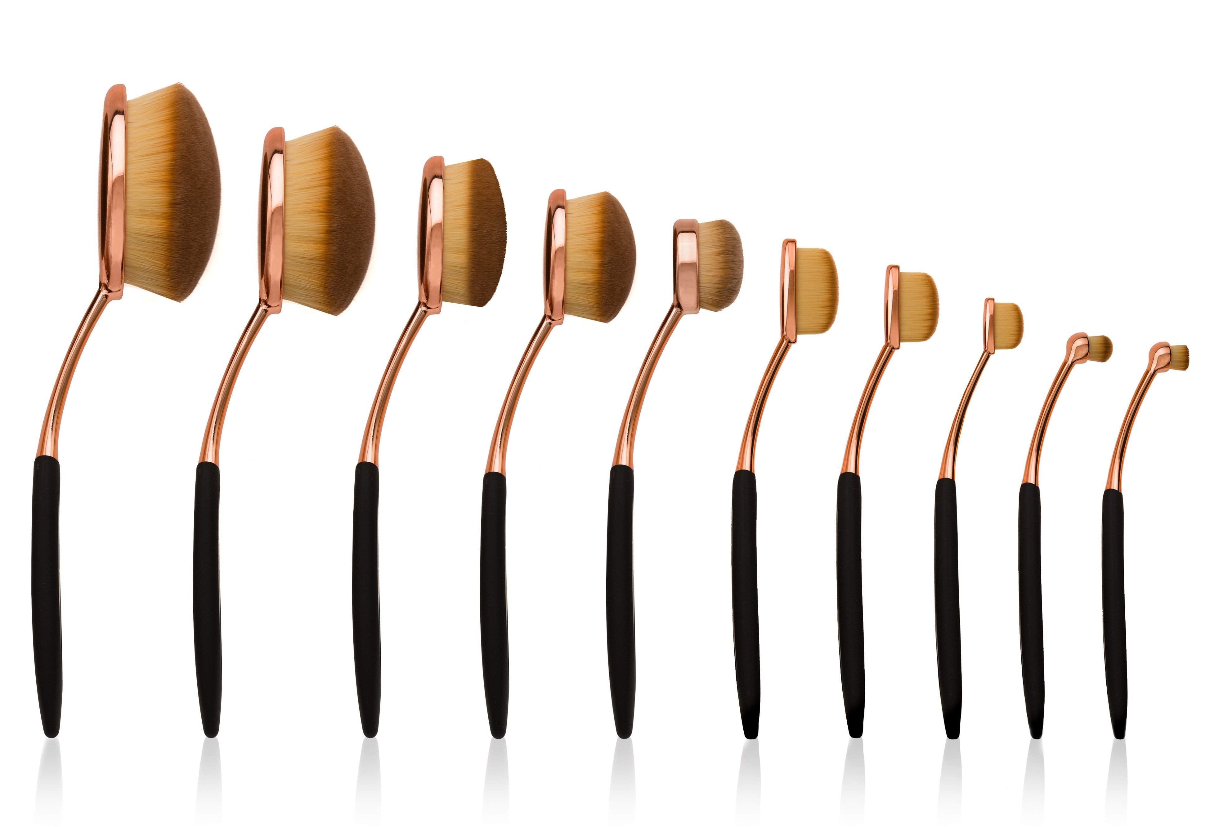 Oval Makeup Brushes - Rose Gold
