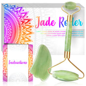 Natural Jade Roller For Face - Aging Wrinkles, Puffiness Facial Skin Massager Treatment Therapy - Premium Authentic Himalayan Jade Stone